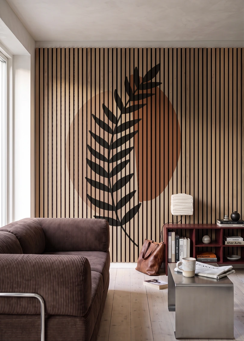 Akustikpanel med Abstract Nature-motiv nr. 43 – i stuen