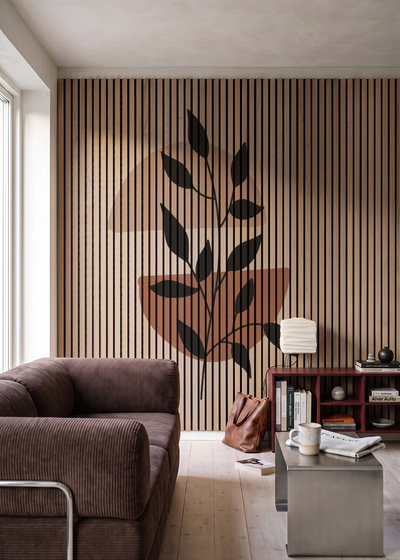 Akustikpanel med Abstract Nature-motiv nr. 44 – i stuen