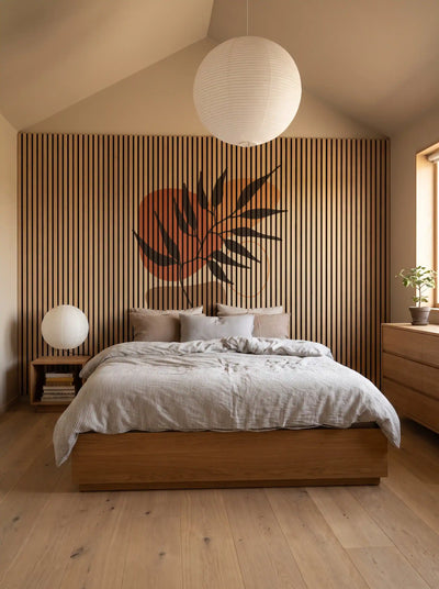 Akustikpanel med Abstract Nature-motiv nr. 47 – med reol