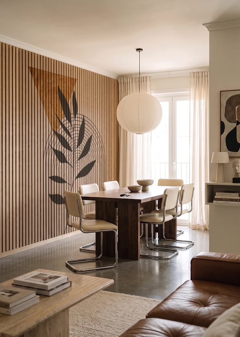 Akustikpanel med Abstract Nature-motiv nr. 49 – i lyst rum