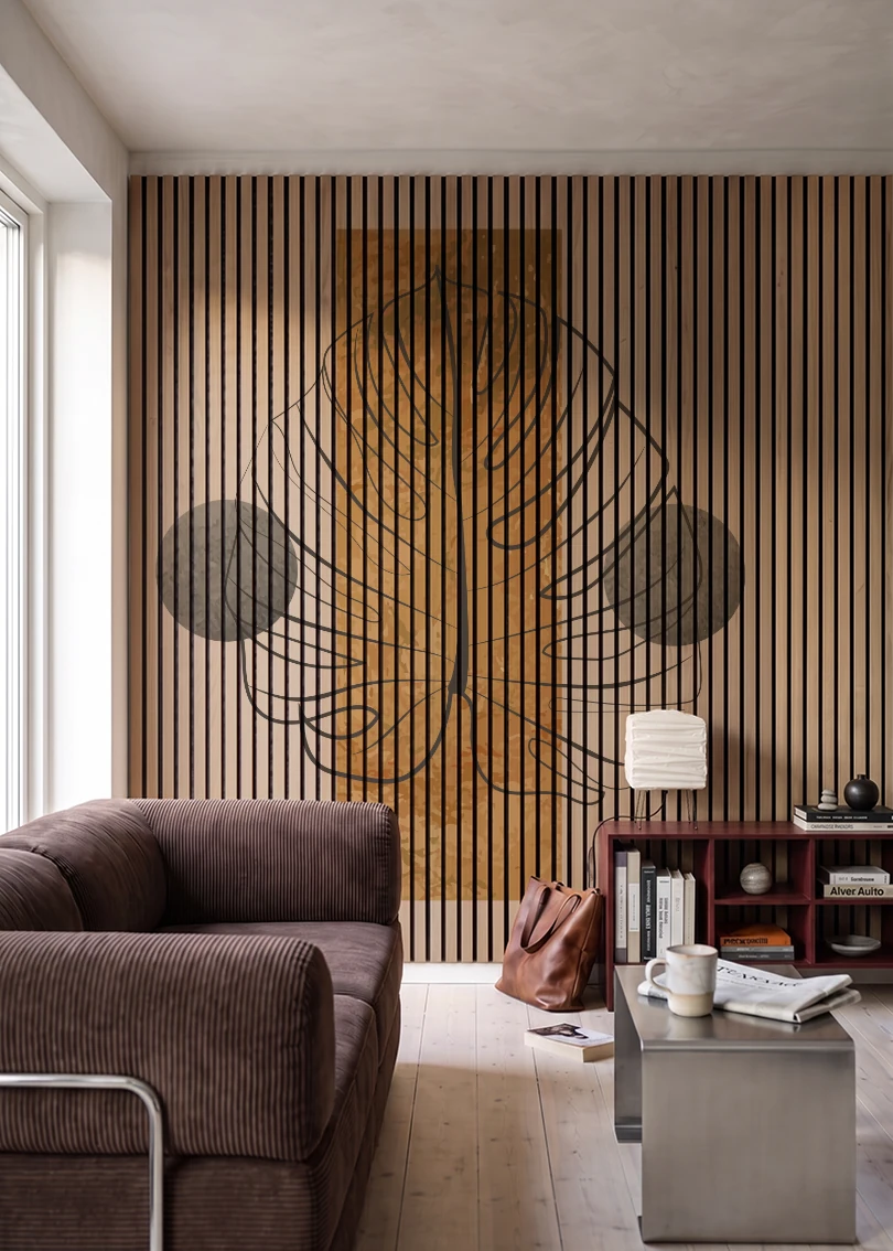 Akustikpanel med Abstract Nature-motiv nr. 50 – i stuen