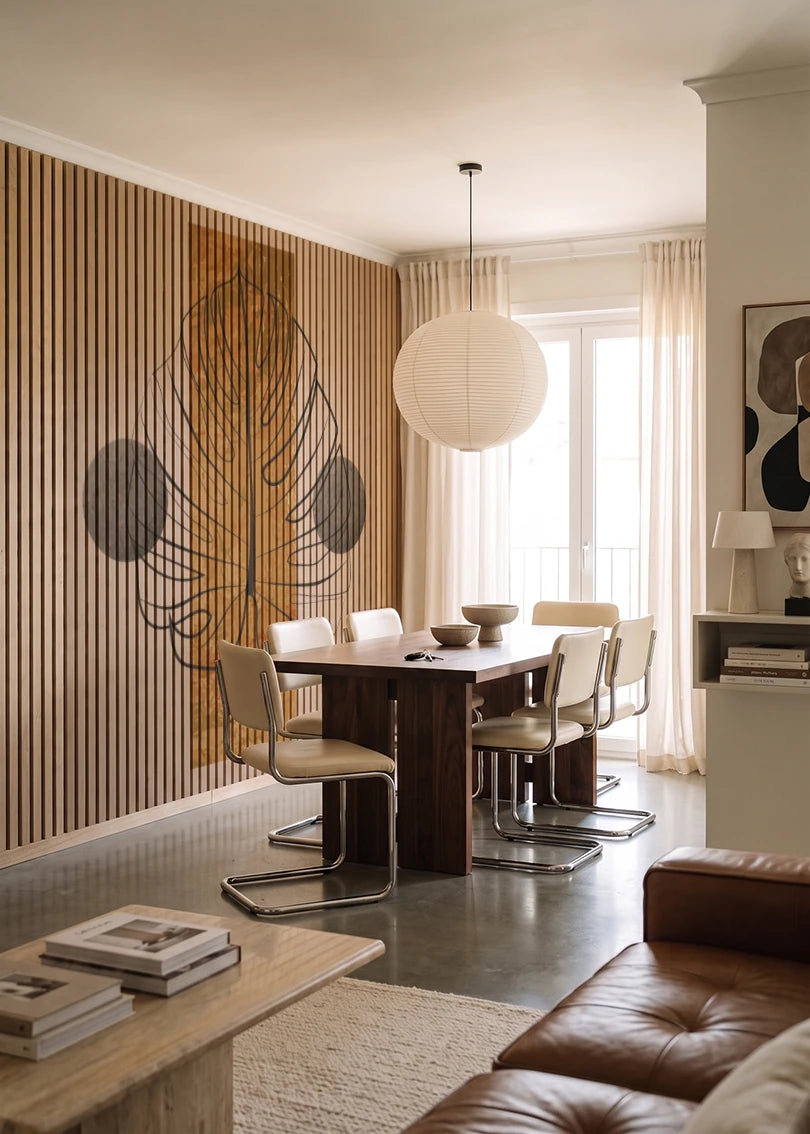 Akustikpanel med Abstract Nature-motiv nr. 50 – i lyst rum