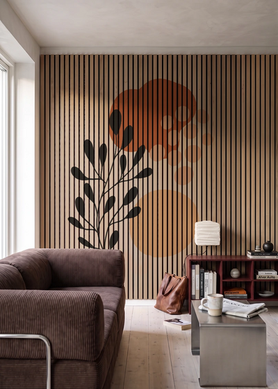 Akustikpanel med Abstract Nature-motiv nr. 56 – i stuen