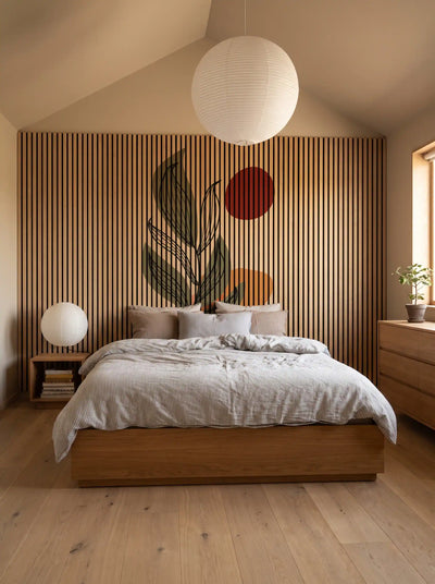 Akustikpanel med Abstract Nature-motiv nr. 57 – med reol