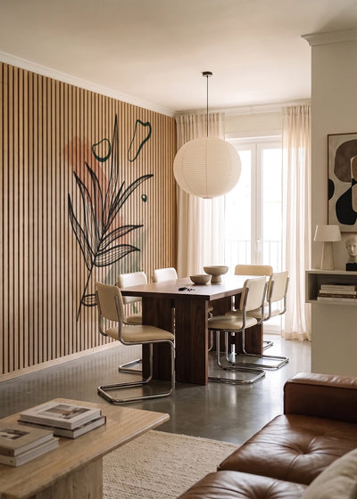 Akustikpanel med Abstract Nature-motiv nr. 58 – i lyst rum