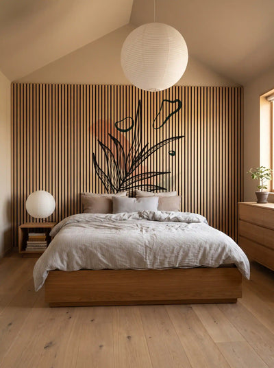 Akustikpanel med Abstract Nature-motiv nr. 58 – med reol