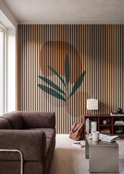 Akustikpanel med Abstract Nature-motiv nr. 59 – i stuen
