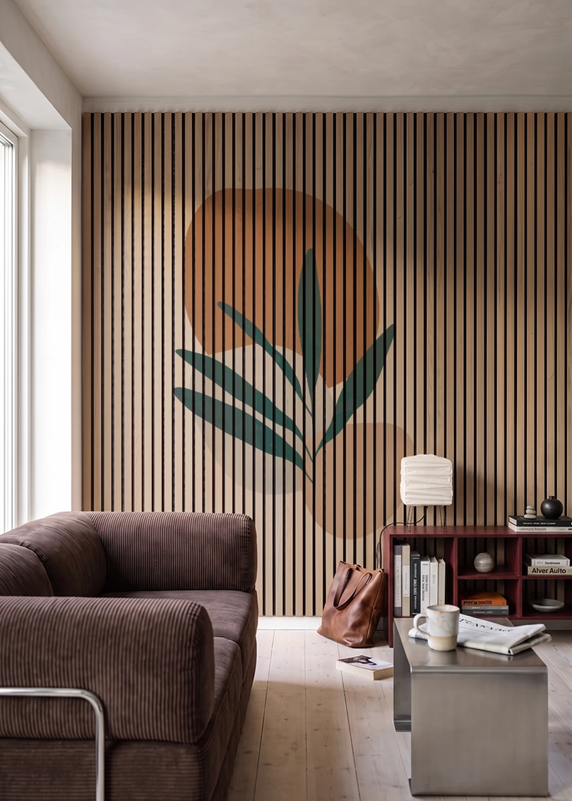 Akustikpanel med Abstract Nature-motiv nr. 59 – i stuen