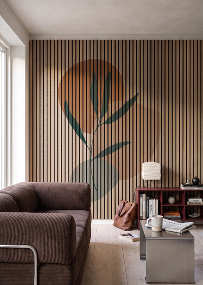 Akustikpanel med Abstract Nature-motiv nr. 60 – i stuen