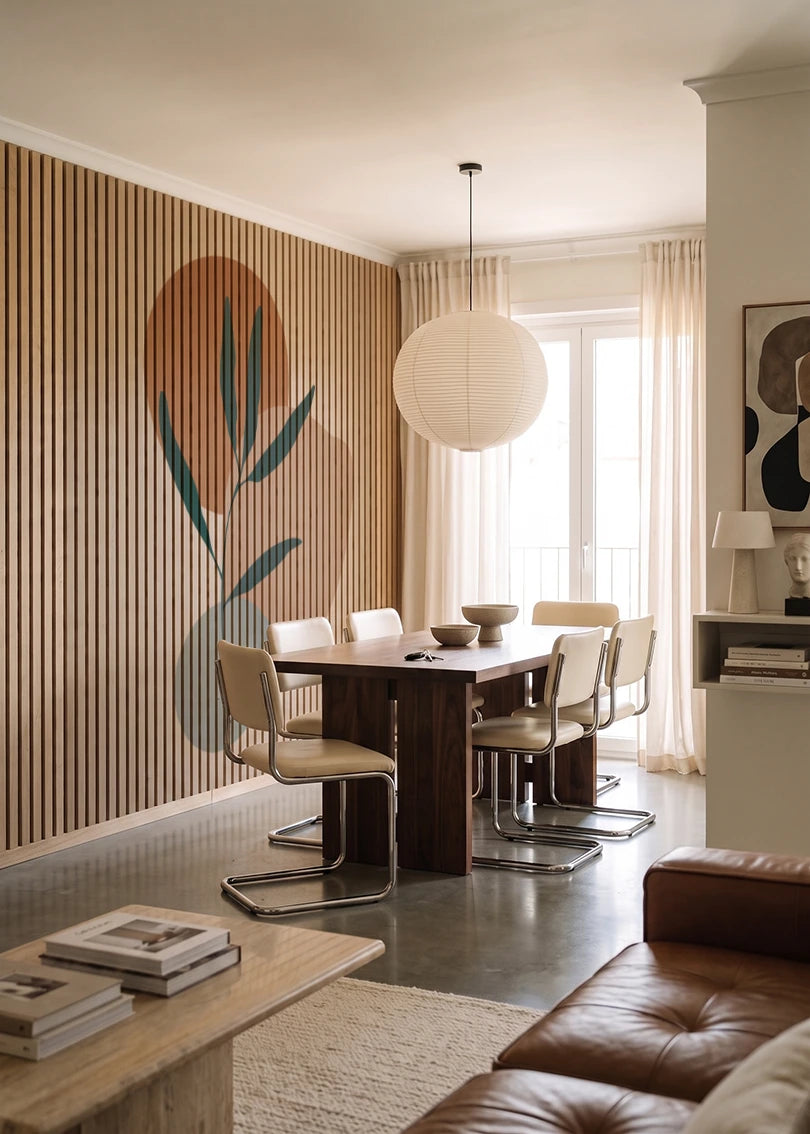 Akustikpanel med Abstract Nature-motiv nr. 60 – i lyst rum