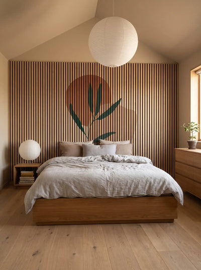 Akustikpanel med Abstract Nature-motiv nr. 60 – med reol