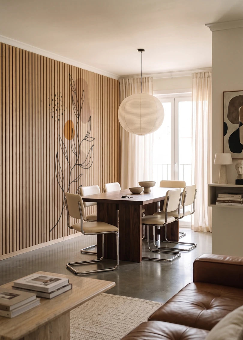 Akustikpanel med Abstract Nature-motiv nr. 61 – i lyst rum