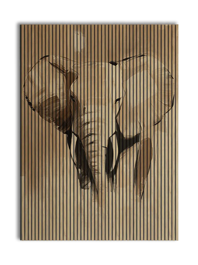 Akustikpanel med en elefant i enkel stregstil
