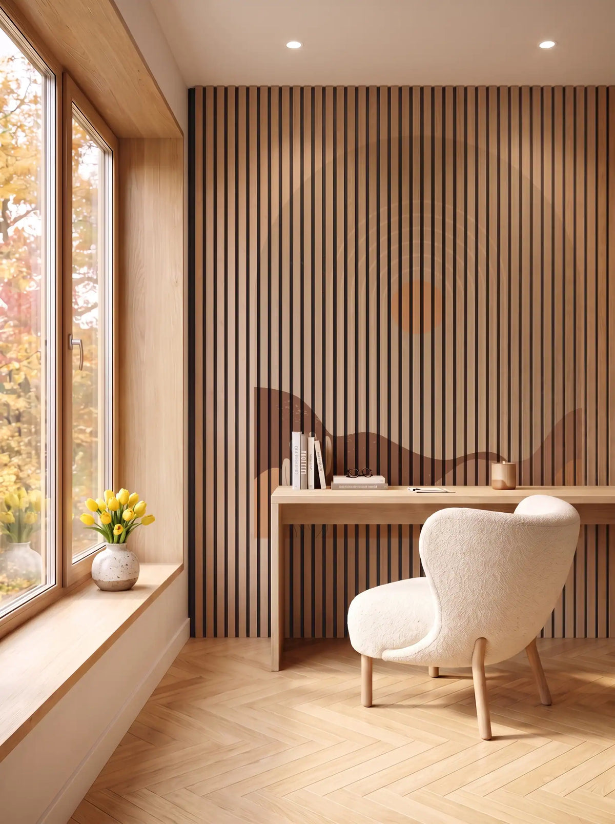 Akustikpanel med Geometric-motiv nr. 7 – i spisestuen