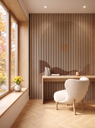 Akustikpanel med Geometric-motiv nr. 7 – i spisestuen
