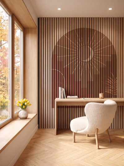 Akustikpanel med Geometric-motiv nr. 8 – i spisestuen