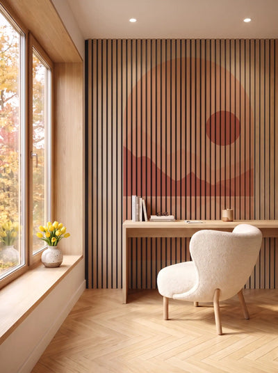 Akustikpanel med Geometric-motiv nr. 10 – i spisestuen