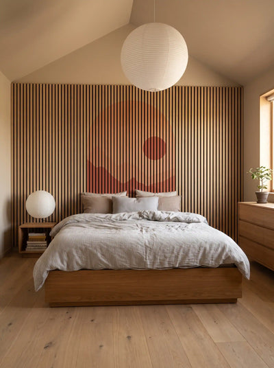 Akustikpanel med Geometric-motiv nr. 10 – med reol