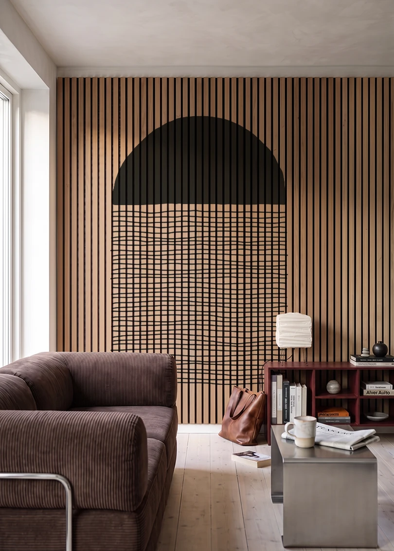 Akustikpanel med Geometric-motiv nr. 13 – i stuen
