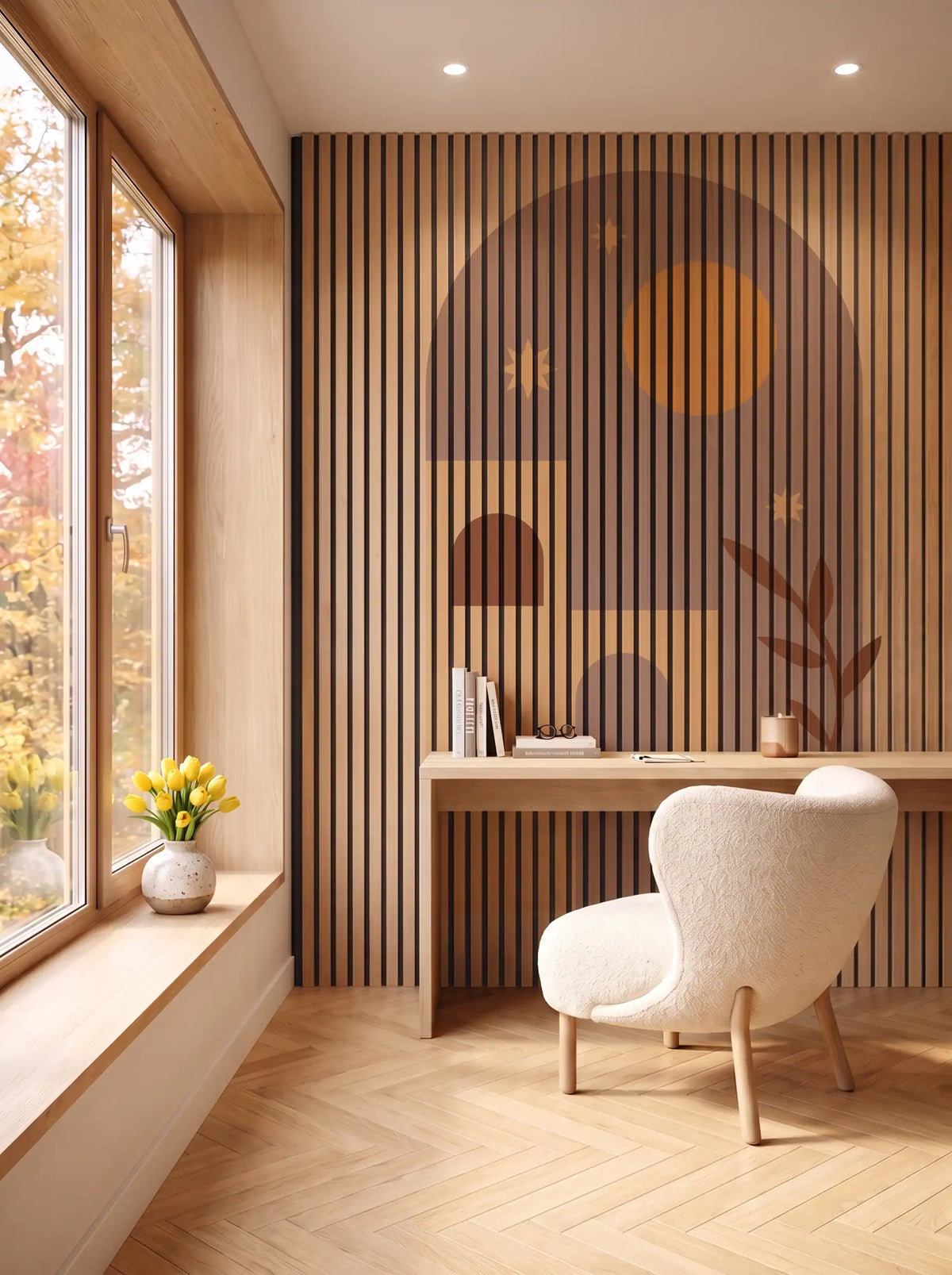 Akustikpanel med Geometric-motiv nr. 14 – i spisestuen