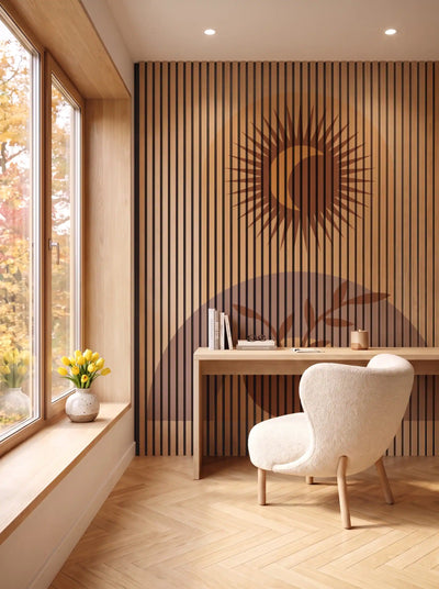 Akustikpanel med Geometric-motiv nr. 15 – i spisestuen