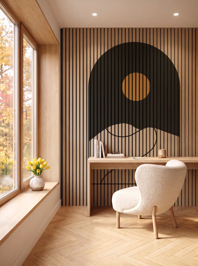 Akustikpanel med Geometric-motiv nr. 21 – i spisestuen