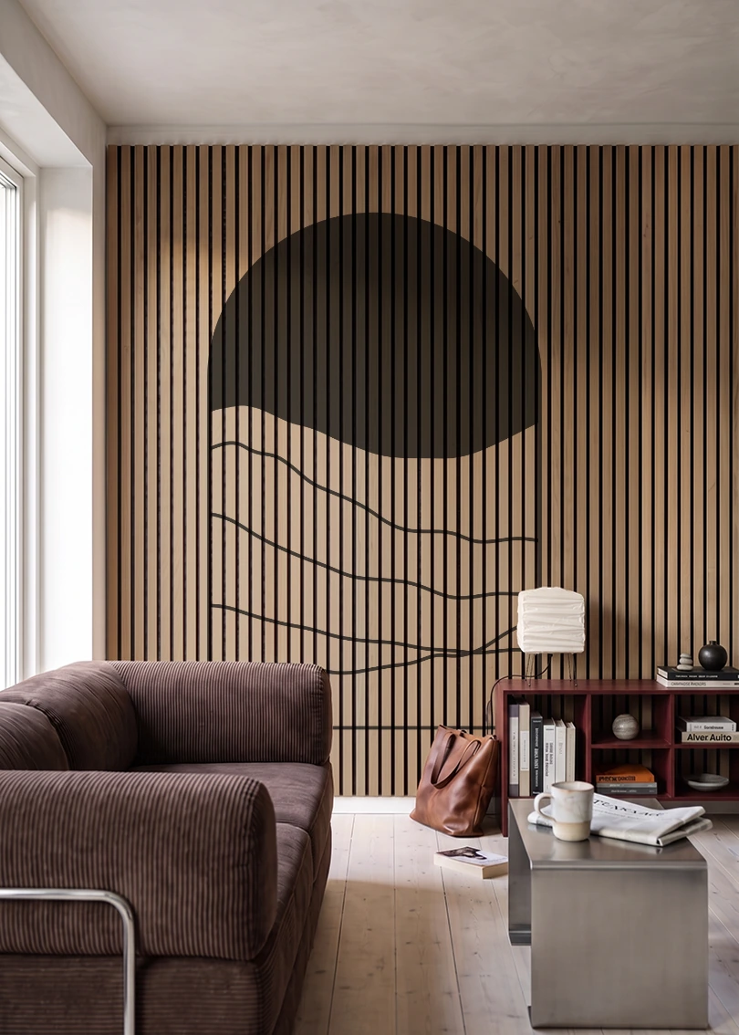 Akustikpanel med Geometric-motiv nr. 23 – i stuen