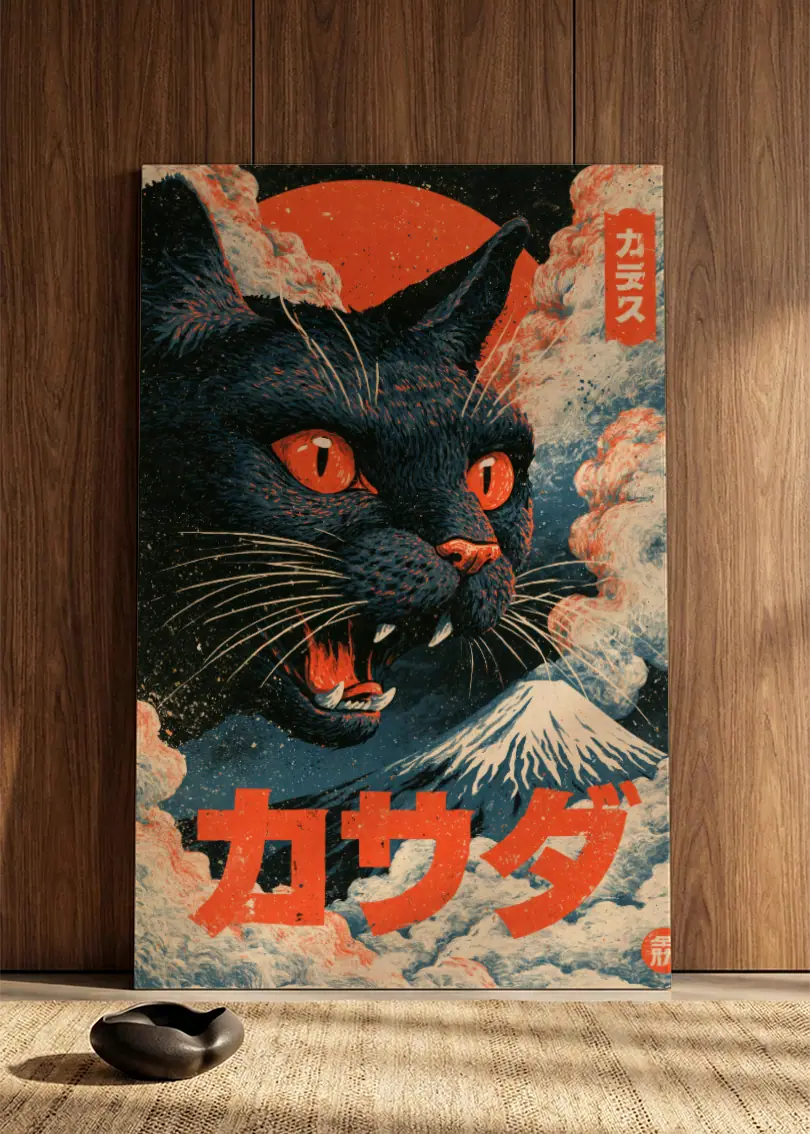 Akustikbillede med Japan Retro-motiv nr. 10 – i spisestuen