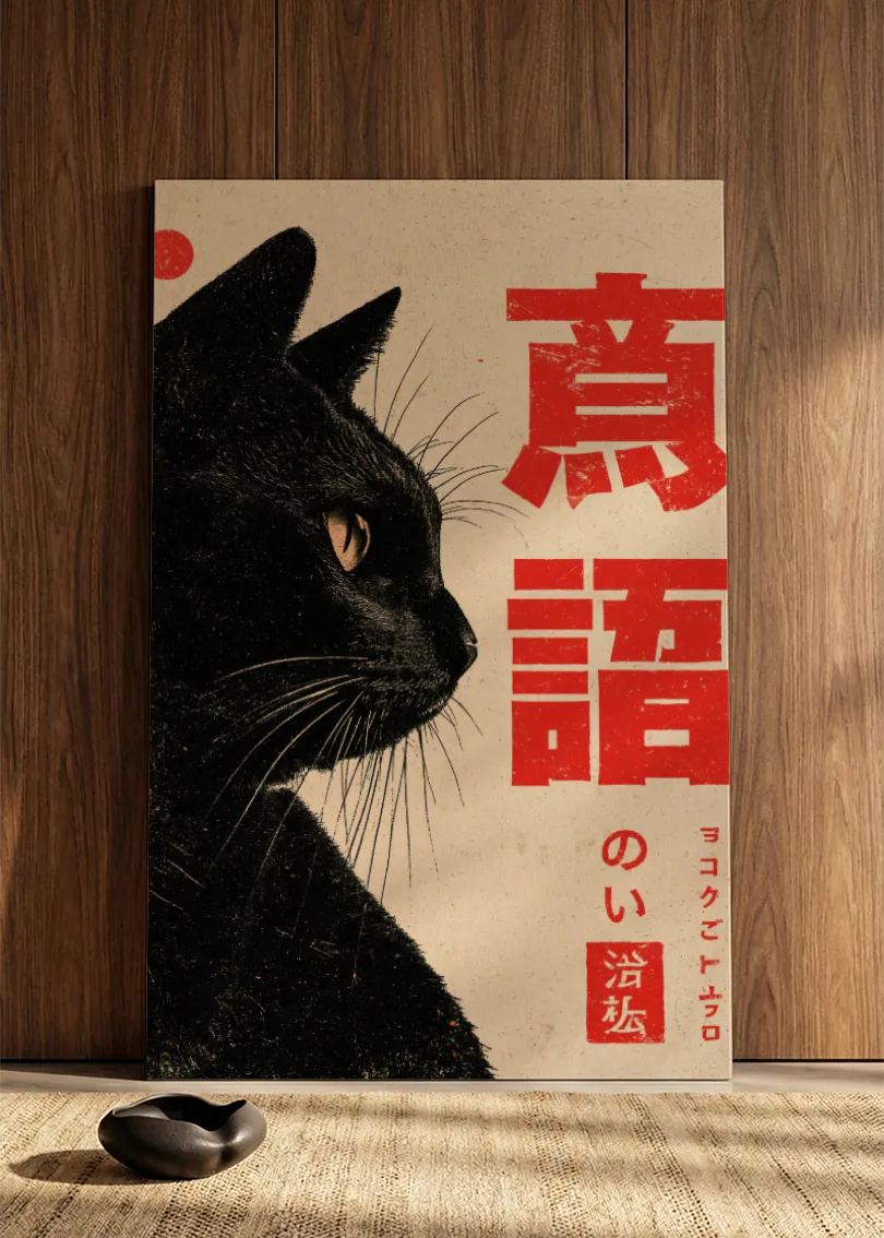 Akustikbillede med Japan Retro-motiv nr. 11 – i spisestuen