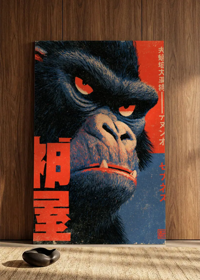 Akustikbillede med Japan Retro-motiv nr. 12 – i spisestuen
