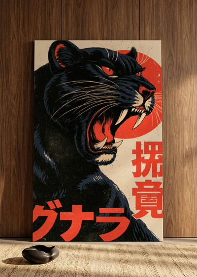 Akustikbillede med Japan Retro-motiv nr. 17 – i spisestuen