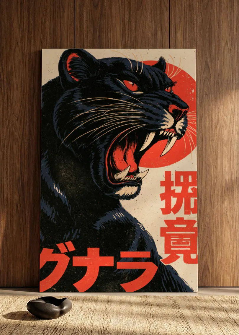 Akustikbillede med Japan Retro-motiv nr. 17 – i spisestuen