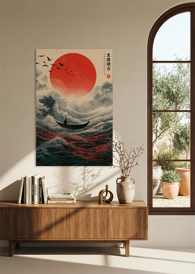 Akustikbillede med Japan Retro-motiv nr. 1 – i stuen