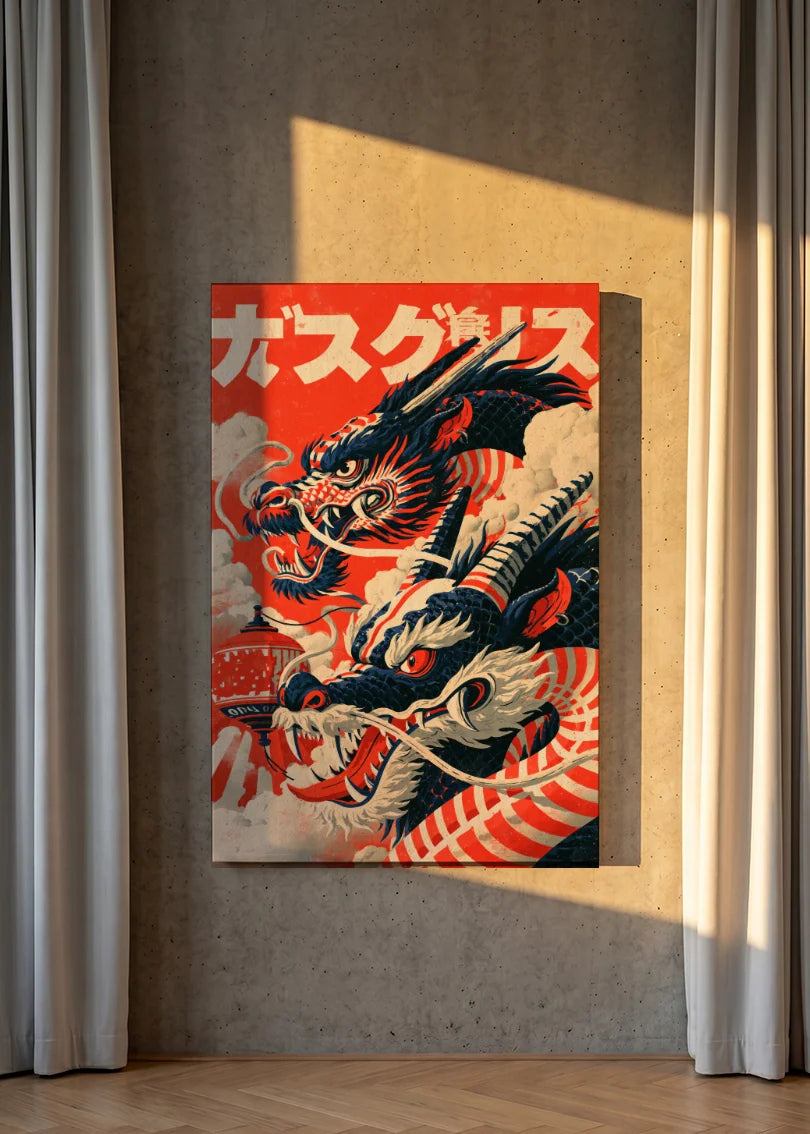 Akustikbillede med Japan Retro-motiv nr. 22 – i lyst rum