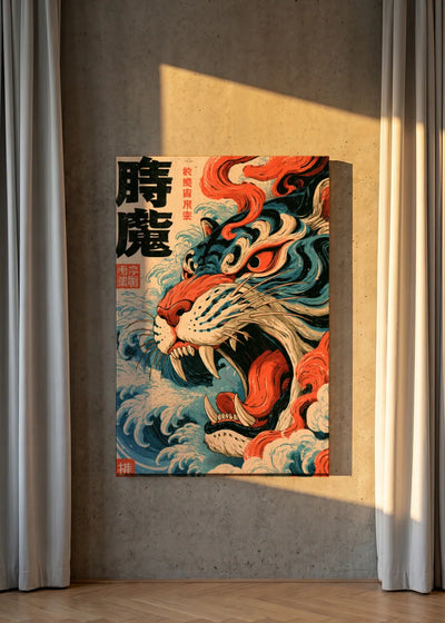 Akustikbillede med Japan Retro-motiv nr. 23 – i lyst rum