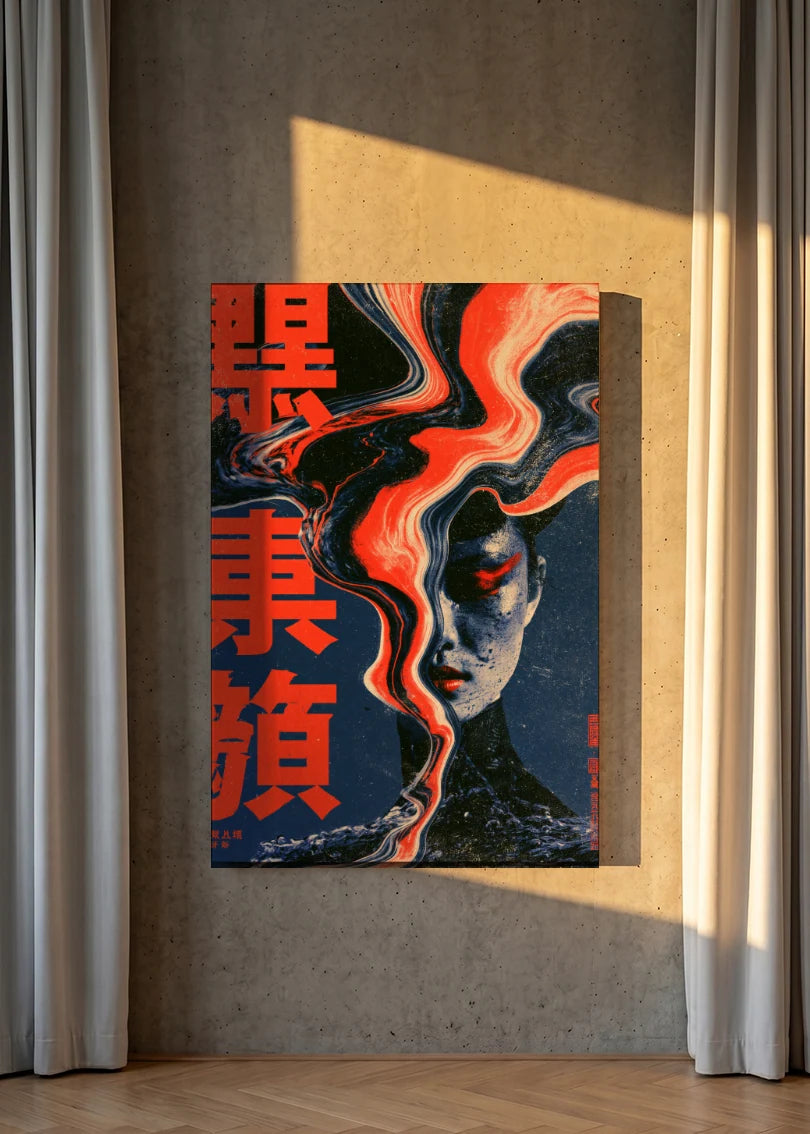 Akustikbillede med Japan Retro-motiv nr. 25 – i lyst rum