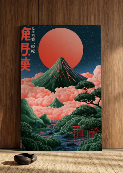 Akustikbillede med Japan Retro-motiv nr. 27 – i spisestuen