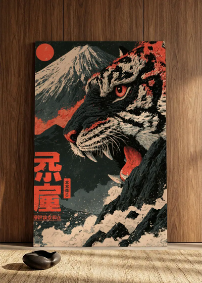 Akustikbillede med Japan Retro-motiv nr. 28 – i spisestuen