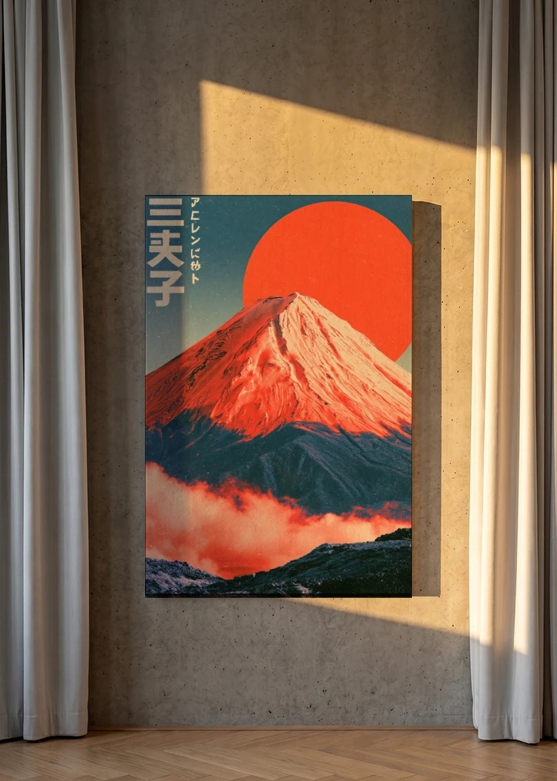 Akustikbillede med Japan Retro-motiv nr. 2 – i lyst rum