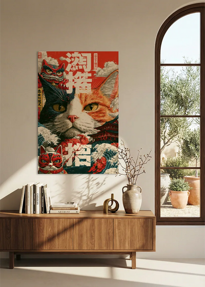 Akustikbillede med Japan Retro-motiv nr. 30 – i stuen