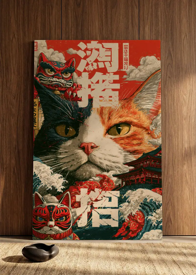 Akustikbillede med Japan Retro-motiv nr. 30 – i spisestuen