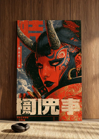 Akustikbillede med Japan Retro-motiv nr. 33 – i spisestuen