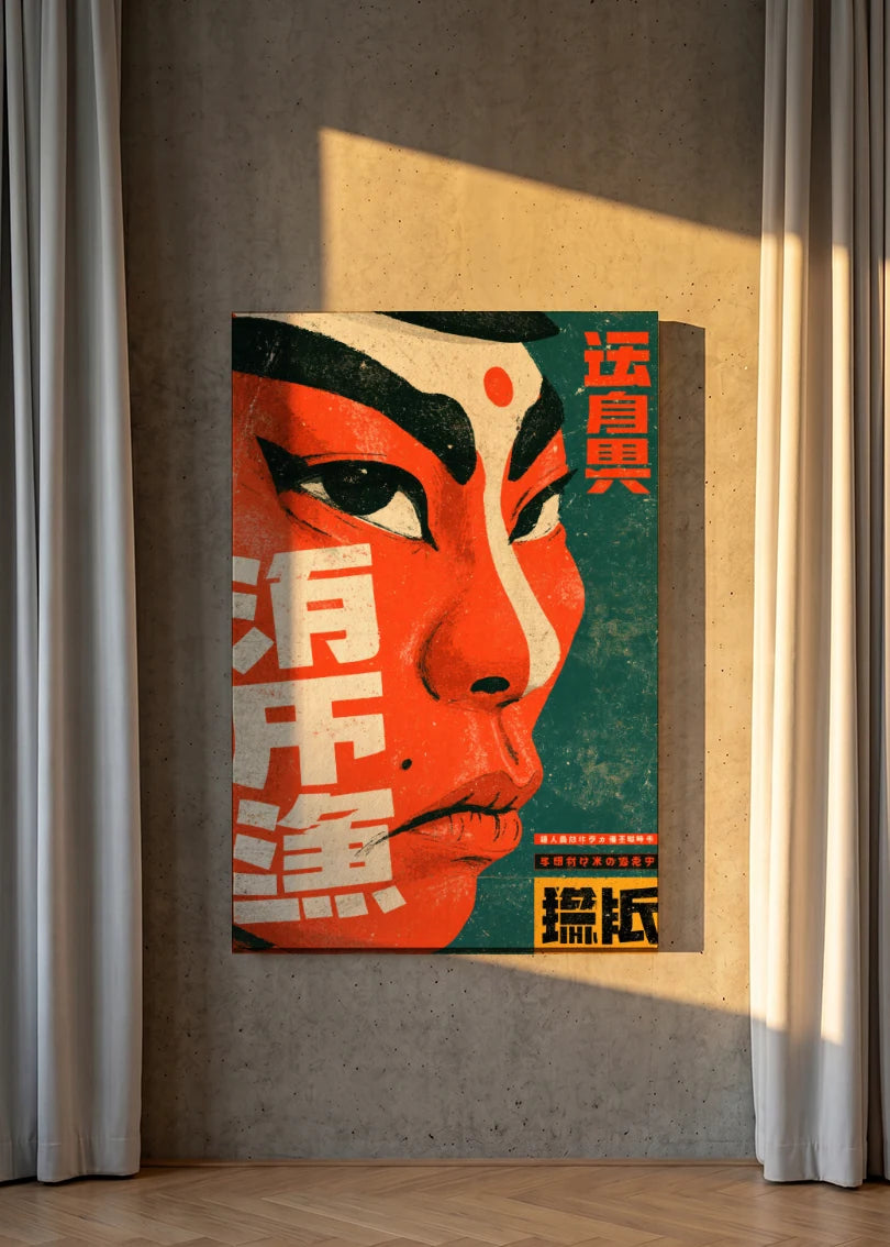 Akustikbillede med Japan Retro-motiv nr. 35 – i lyst rum