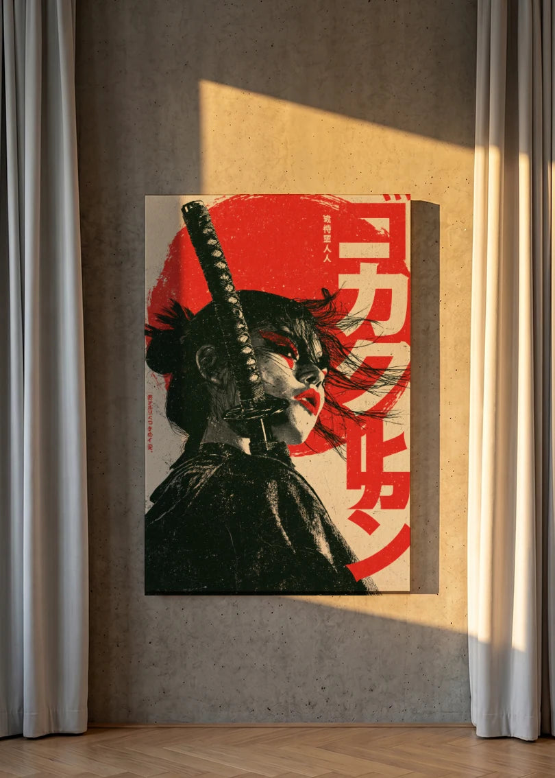 Akustikbillede med Japan Retro-motiv nr. 42 – i lyst rum