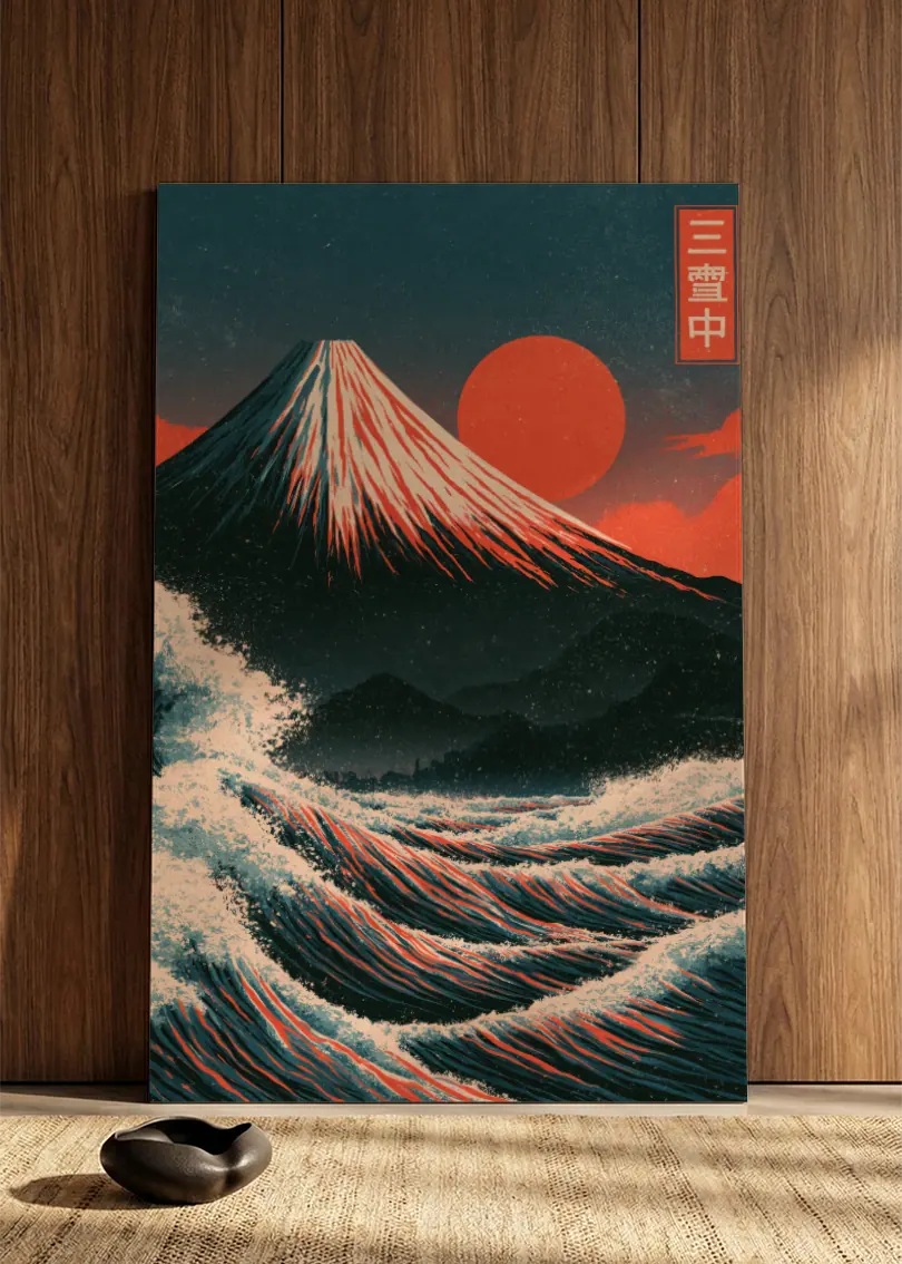 Akustikbillede med Japan Retro-motiv nr. 45 – i spisestuen