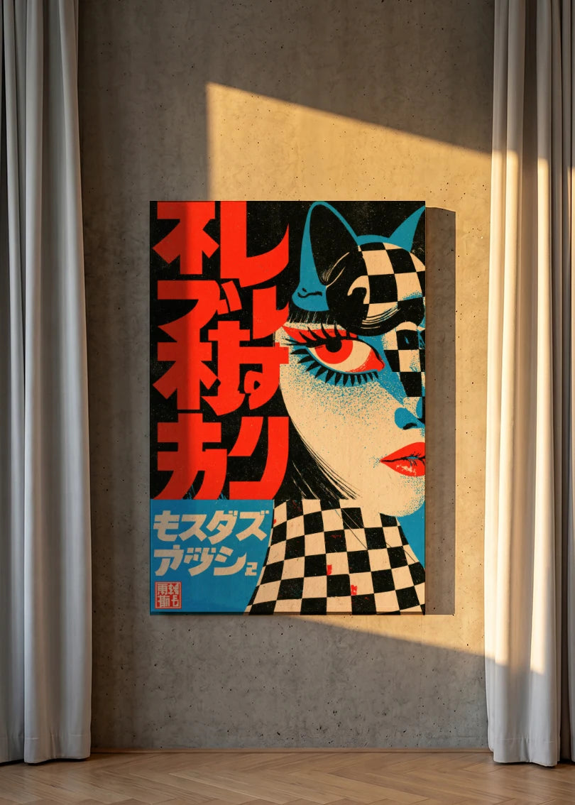 Akustikbillede med Japan Retro-motiv nr. 47 – i lyst rum
