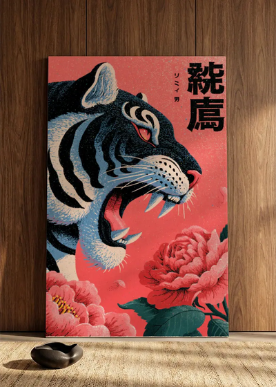 Akustikbillede med Japan Retro-motiv nr. 49 – i spisestuen