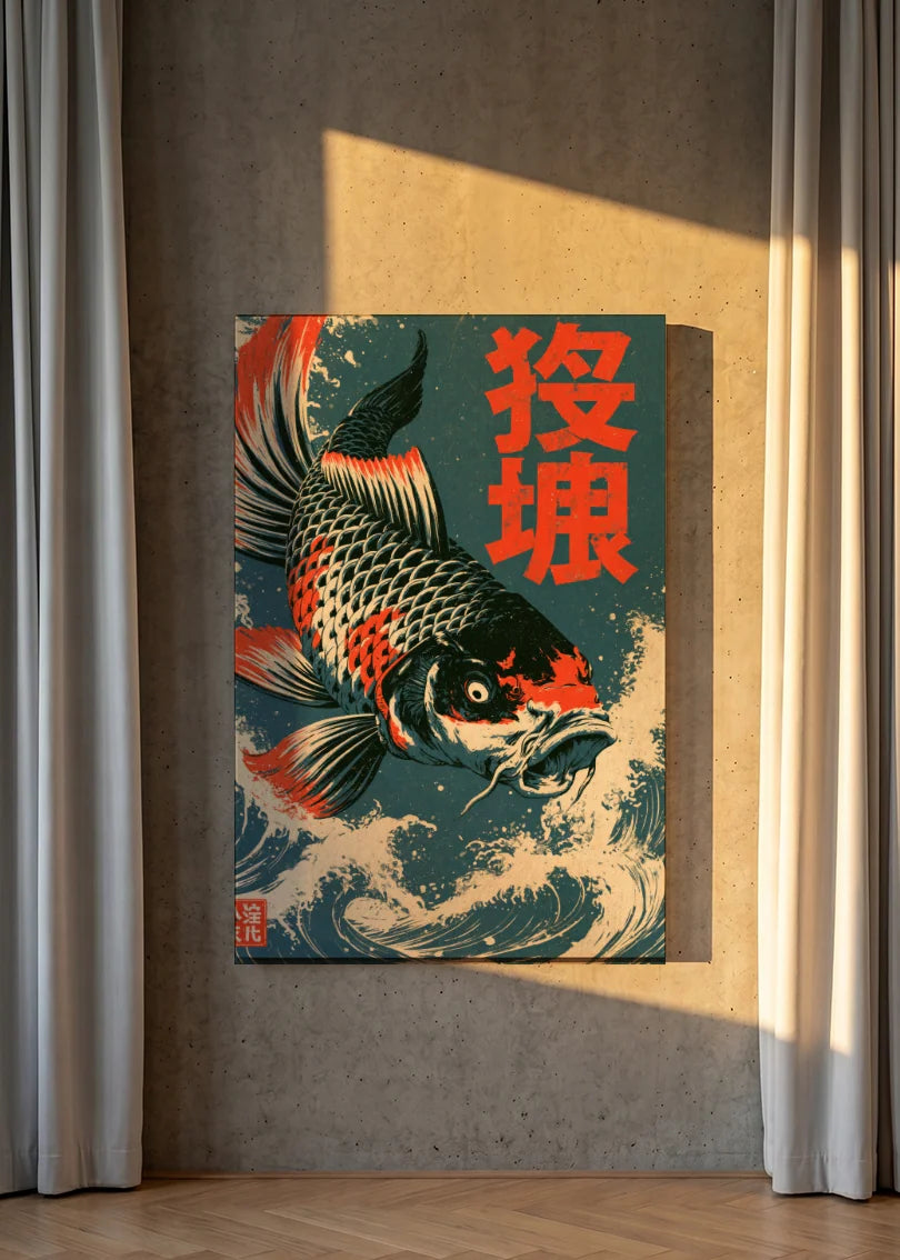 Akustikbillede med Japan Retro-motiv nr. 50 – i lyst rum