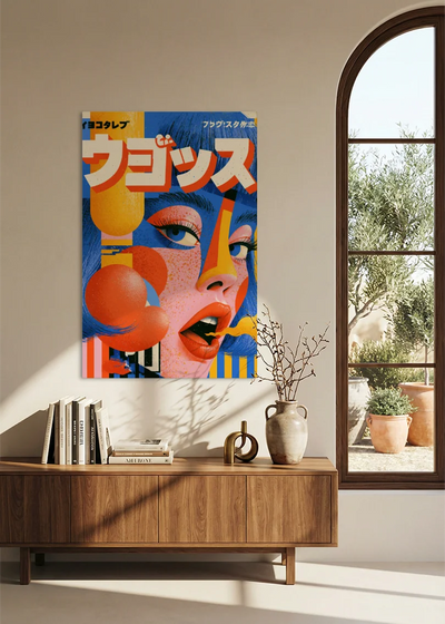 Akustikbillede med Japan Retro-motiv nr. 53 – i stuen