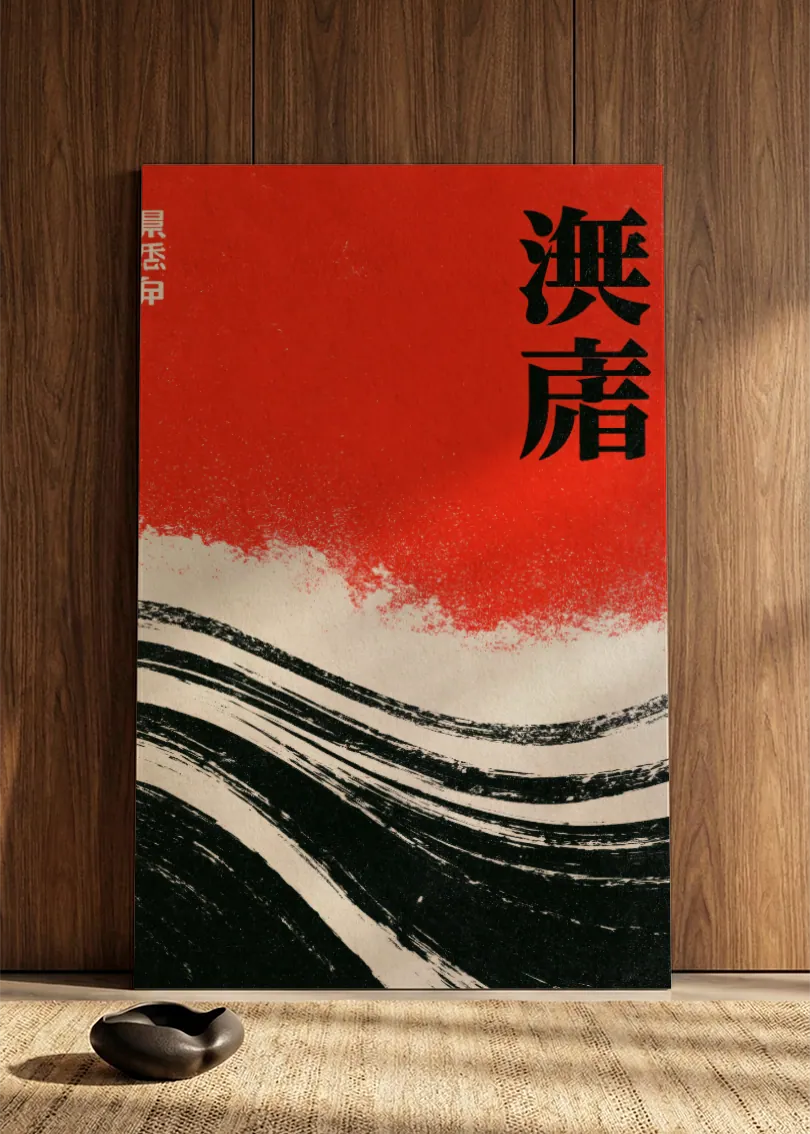 Akustikbillede med Japan Retro-motiv nr. 56 – i spisestuen